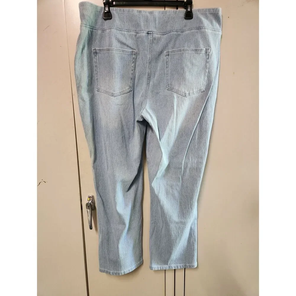 Belle Kim Gravel Believe in Your Beauty Faded Jeans w/ Pearl Accent Size 20WT